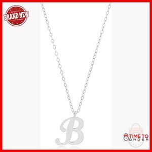 10K Solid Gold Dainty Script Initial Extendable Pendant Necklace 16+2 Inches